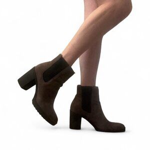 Womens H & M Fur Lined Chunky Chelsea Boot Dark Brown Size 9.5